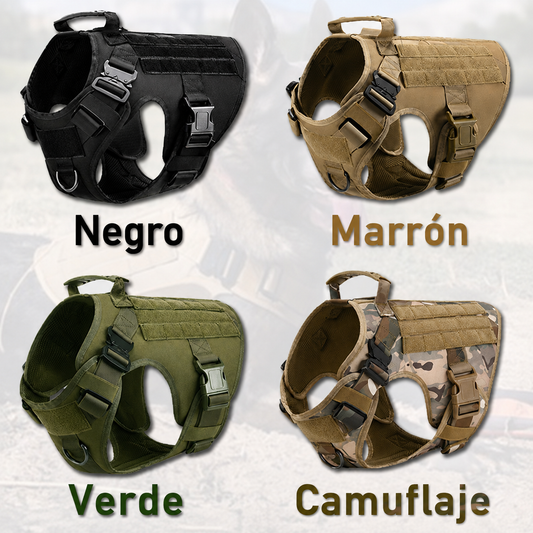 Arnés táctico militar para perros — kit completo con collar y correa
