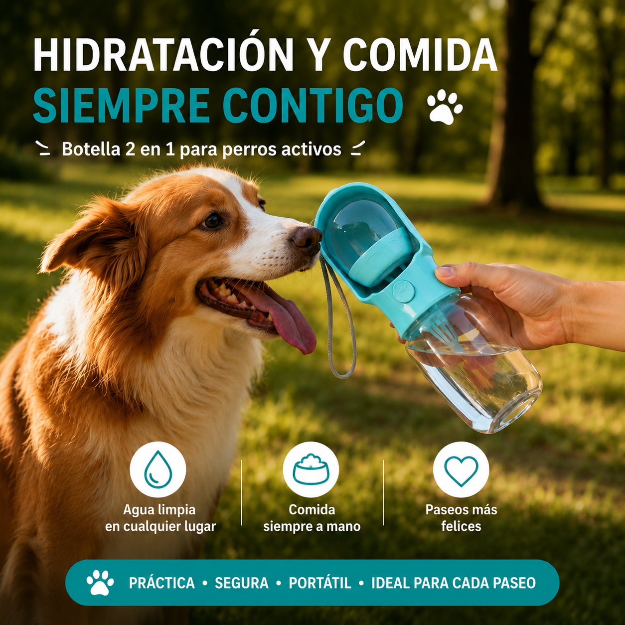 Comedero y Bebedero Portátil Perro 2 en 1